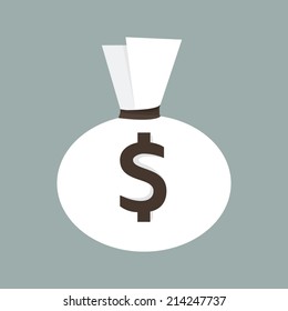 Money bag icon, flat style, vector EPS10.