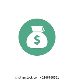 money bag icon flat style in circle