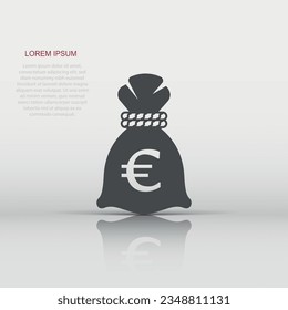 Money bag icon in flat style. Moneybag vector illustration on isolated background. Coin sack sign business concept.