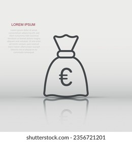 Money bag icon in flat style. Moneybag vector illustration on isolated background. Coin sack sign business concept.