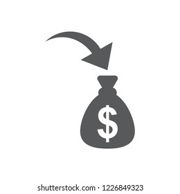 Money bag icon Flat symbol Vector
