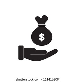 Money bag icon flat vector template design trendy