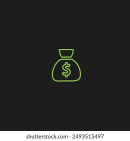 Diseño de Vector plano del icono del bolso del dinero