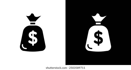 Money bag icon Flat vector set outline