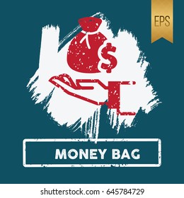 Money Bag Icon Flat Vector Symbol Illustration Design