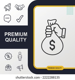 Elementos gráficos de iconos de bolsas de dinero para su trabajo