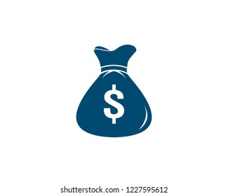 Icono de la bolsa de dinero símbolo de signo aislado. Logo del vector de bolsa de dinero. Diseño plano.