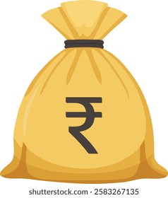 Money Bag Icon with Indian Rupee Symbol Vector Graphics