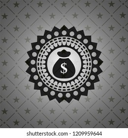 money bag icon inside black emblem. Vintage.