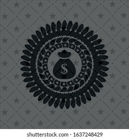 money bag icon inside black emblem. Vintage.