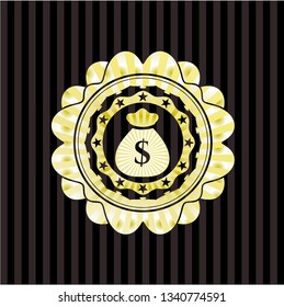 money bag icon inside gold shiny emblem