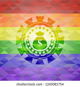 money bag icon inside lgbt colors emblem 