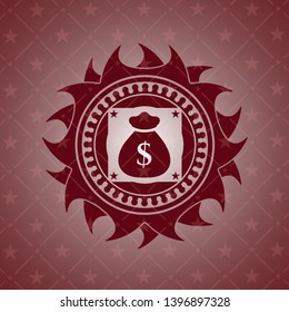 money bag icon inside red icon or emblem