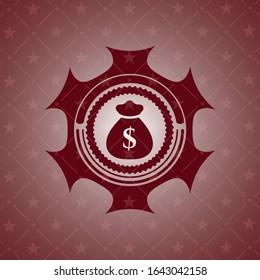 money bag icon inside red emblem. Vintage.