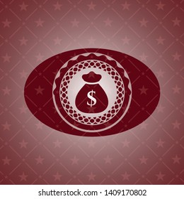 money bag icon inside retro red emblem