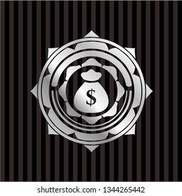 money bag icon inside silver emblem