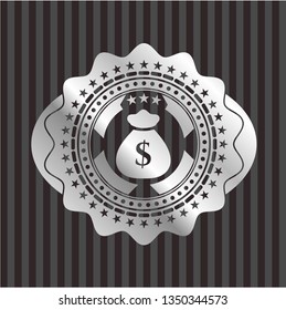money bag icon inside silver badge