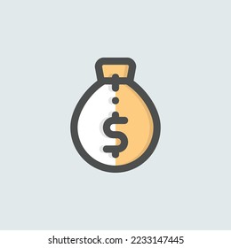  money bag icon, isolated finance colored outline icon in light blue background, perfect for website, blog, logo, graphic design, social media, UI, mobile app
