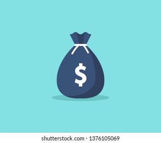 Money bag icon. Isolated. Flat style. Vector