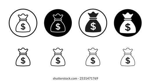 Money bag icon Isolated flat vector in outline