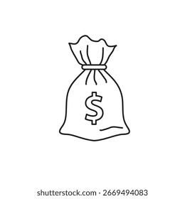 Money bag icon Isolated flat vector in outline simple illustration for web and app..eps