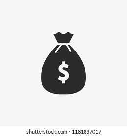 Money bag icon. Isolated on white. Vector illustration