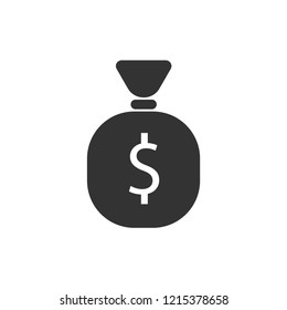 Money bag icon. Isolated on white. Vector