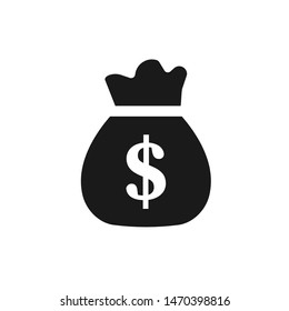 Money bag icon isolated on white background. Vector illustration. Eps 10.