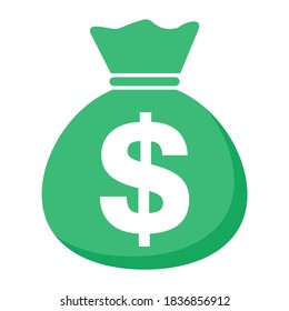 Money bag icon isolated on white background. Bank symbol, profit graphic, flat web sign