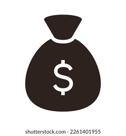 Money bag icon isolated on white background.