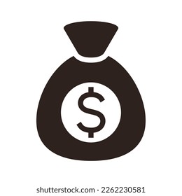 Money bag icon isolated on white background.