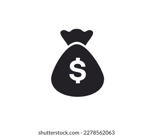 Money Bag Icon isolated on white background. Moneybag or stash.  Moneybag with dollar sign. Money cash sack concept vector design and illustration.


