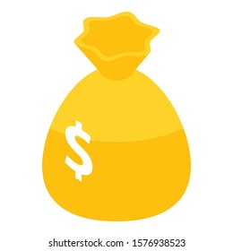 Money bag icon. Isometric of money bag vector icon for web design isolated on white background