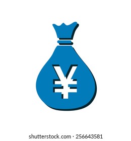 Money bag icon.Yen JPY currency speech bubble symbol. Flat design style. EPS 10.