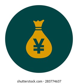 Money bag icon.Yen JPY currency speech bubble symbol. Flat design style. EPS 10.