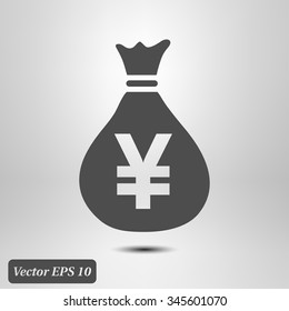 Money bag icon.Yen JPY currency speech bubble symbol. Flat design style. EPS 10.