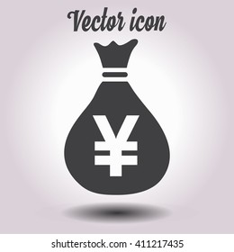 Money bag icon.Yen JPY currency speech bubble symbol. Flat design style. EPS 10.