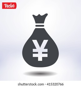 Money bag icon.Yen JPY currency speech bubble symbol. Flat design style. EPS 10.