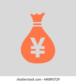 Money bag icon.Yen JPY currency speech bubble symbol. Flat design style. EPS 10.