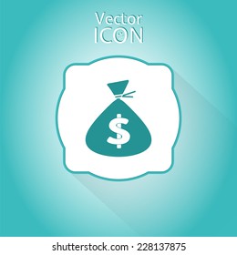 Money bag icon. Money label. Flat syle. Made in vector