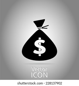Money bag icon. Money label. Flat syle. Made in vector