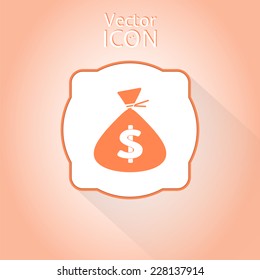 Money bag icon. Money label. Flat syle. Made in vector