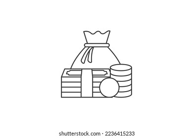 Money bag icon line vector design