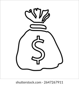 Money Bag Symbol, Linie Vektorgrafiken