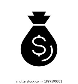 icono de bolsa de dinero o logotipo símbolo de señas aislado ilustración vectorial de alta calidad estilo negro iconos vectoriales
