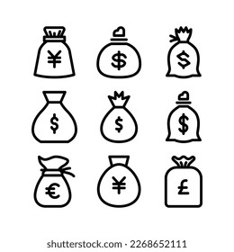 money bag icon or logo isolated sign symbol vector illustration - high quality black style vector icons