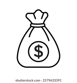 Money bag icon logo sign set vector outline