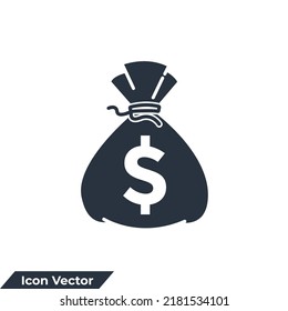 money bag icon logo vector illustration. sack of money symbol template for graphic and web design collection