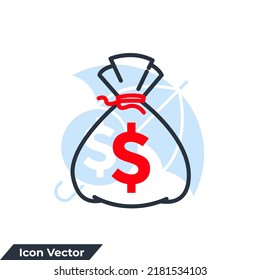 money bag icon logo vector illustration. sack of money symbol template for graphic and web design collection