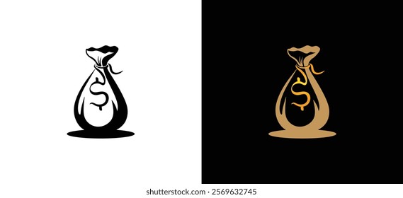 Money bag icon logo vector illustration. Money sack with dollar sign symbol, symbolizing wealth, savings, financial